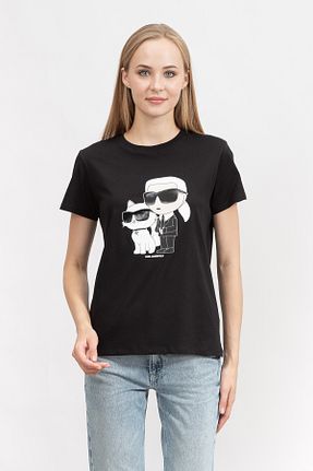 تیشرت مشکی زنانه اسلیم فیت Karl Lagerfeld - کد 829054032