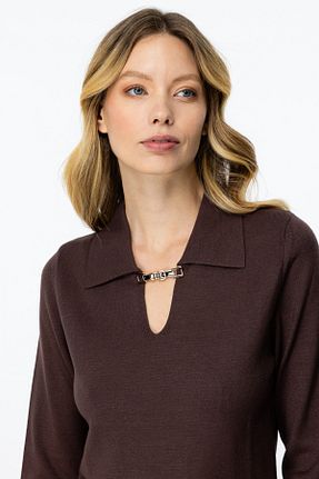 پلیور قهوه ای زنانه ساده ON - کد 878163529