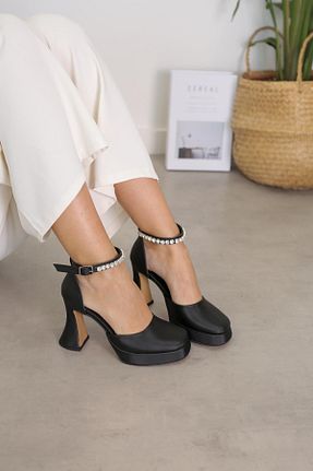 کفش پاشنه بلند کلاسیک مشکی زنانه نقره Stil Durağı - کد 299115213