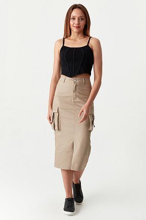 دامن قهوه ای زنانه پنبه پلی استر Select Moda - کد 733875493