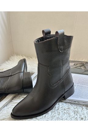 بوت / نیم بوت قهوه ای زنانه چرم خالص Zuum - کد 878256653
