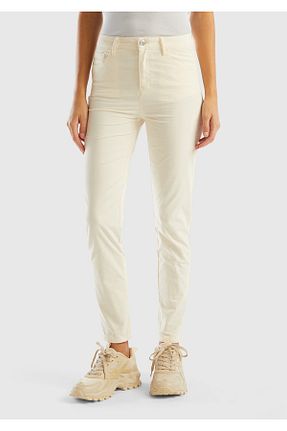 شلوار بژ زنانه پنبه - الاستین United Colors of Benetton - کد 794816935