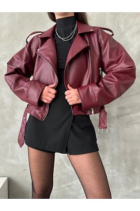 کاپشن زرشکی زنانه اورسایز Esbersi - کد 878246023