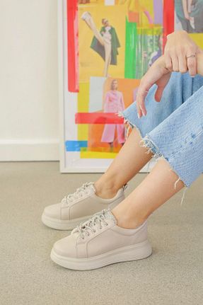 کفش اسنیکر قهوه ای زنانه بند دار Stil Durağı - کد 741553908
