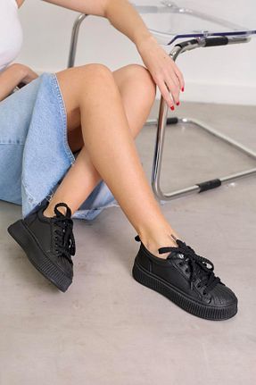 کفش اسنیکر مشکی زنانه بند دار Stil Durağı - کد 820269952