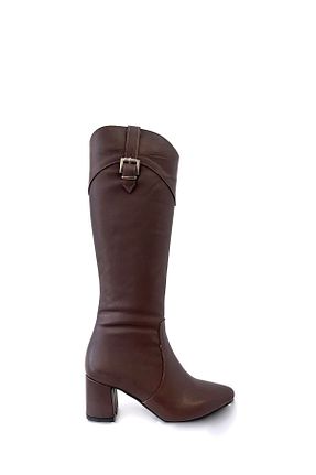 چکمه قهوه ای زنانه پاشنه کوتاه (1 - 4 سانتی متر) Saracshoes - کد 258200259