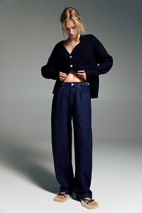 شلوار جین آبی زنانه پاچه پهن Pull & Bear - کد 883461754