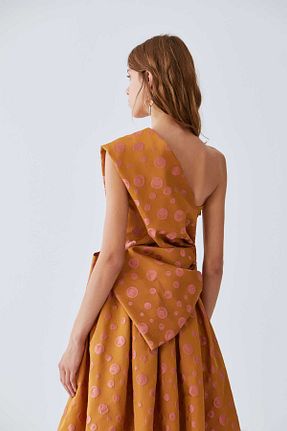 بلوز نارنجی زنانه Puantiyeli Roman - کد 702065843
