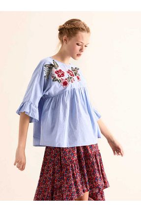 بلوز آبی زنانه طرح دار Roman - کد 702065822