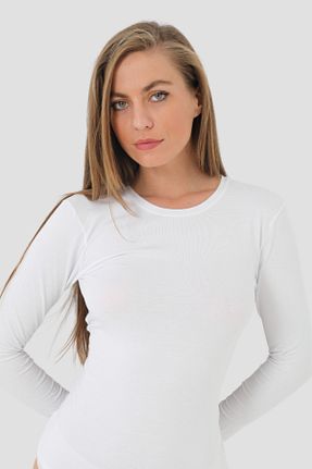 بادی سفید زنانه یقه دوچرخه Arma Yıldız - کد 802144980