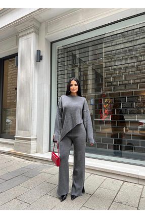 ست بالاتنه و پائین تنه طوسی زنانه تریکو LB Laluna Butik - کد 878354981