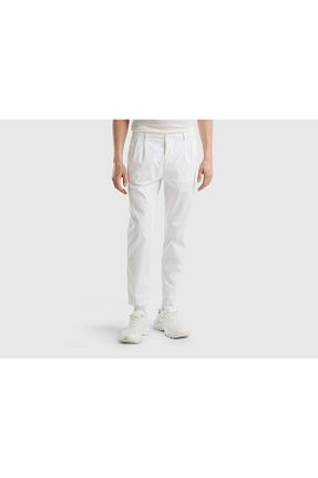 شلوار سفید مردانه پنبه - الاستین United Colors of Benetton - کد 736040122