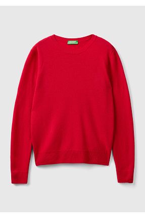 پلیور قرمز زنانه ساده United Colors of Benetton - کد 848757000