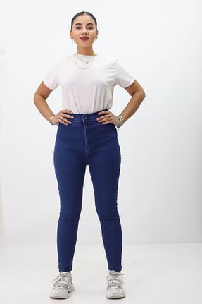 شلوار جین سرمه ای زنانه پاچه تنگ GZT TEKSTİL - کد 878405629
