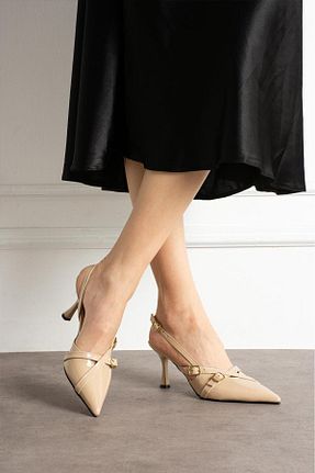 کفش پاشنه بلند کلاسیک بژ زنانه چرم لاکی MARİSKA SHOES - کد 878427385