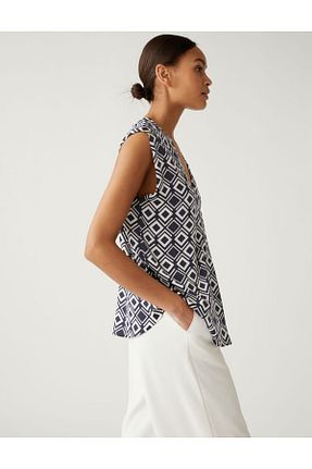 بلوز بژ زنانه طرح دار Marks & Spencer - کد 749873337