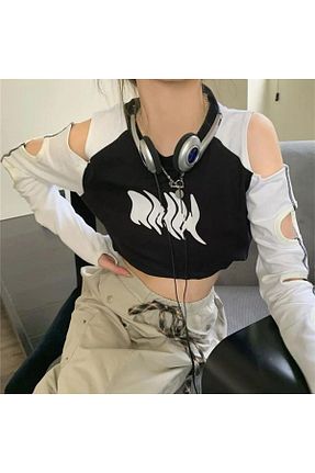 تیشرت رنگی زنانه کراپ Karakedi - کد 878512688