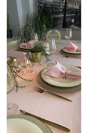 رومیزی صورتی کتان Decamor home - کد 646155827
