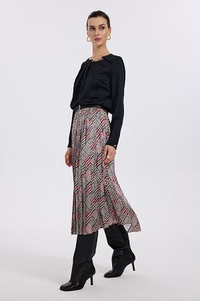 دامن قرمز زنانه ویسکون Ekol - کد 869920857