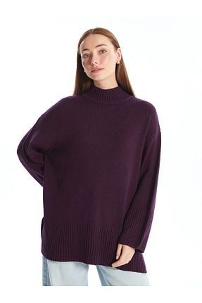 پلیور بنفش زنانه ساده LC Waikiki - کد 878598512