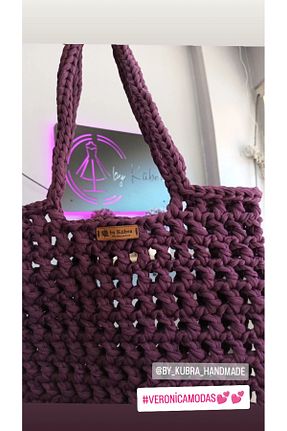 کیف دوشی بنفش زنانه حصیر By kübra handmade - کد 878614635