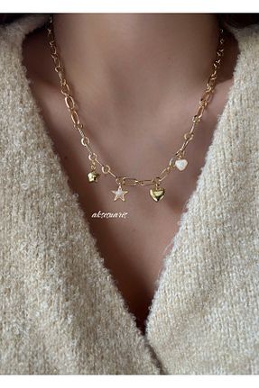 گردنبند جواهر زرد زنانه پوشش لاکی aksesuaris - کد 878616880