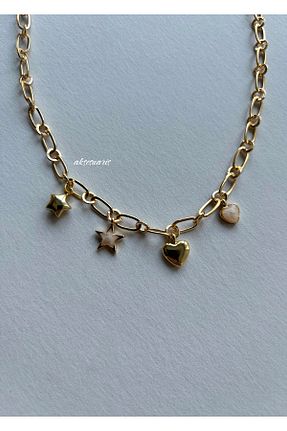گردنبند جواهر زرد زنانه پوشش لاکی aksesuaris - کد 878616880