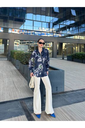 پیراهن سرمه ای زنانه اورسایز NEW STATION - کد 878625846