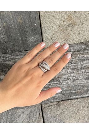 انگشتر نقره متالیک زنانه زیرکن noqre - کد 878630222
