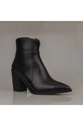 بوت / نیم بوت مشکی زنانه چرم خالص SLAYKA - کد 878702904