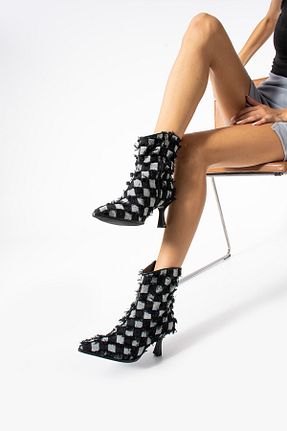 بوت / نیم بوت مشکی زنانه پاشنه نازک MODA - کد 878753205