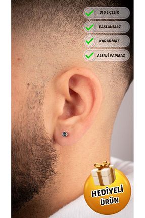 گوشواره استیل (فولاد) متالیک زنانه استیل ضد زنگ Piercing Market Steel & Silver - کد 788772035