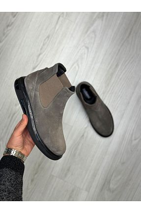 بوت / نیم بوت طوسی مردانه چرم خالص ByItallanoshoes - کد 878775073