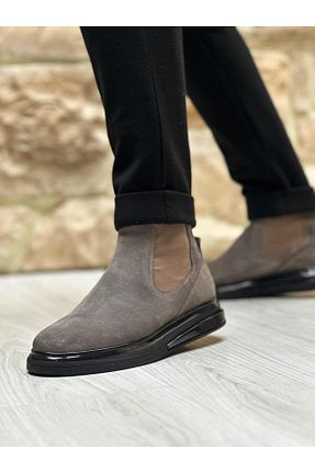 بوت / نیم بوت طوسی مردانه چرم خالص ByItallanoshoes - کد 878775073