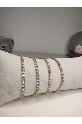 دستبند جواهر متالیک زنانه زیرکن stainless steel - کد 878780361