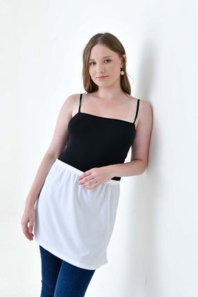 دامن سایز بزرگ سفید زنانه پنبه ای mirach - کد 878794101