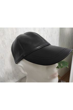 کلاه مشکی زنانه چرم خالص green norths - کد 878816677