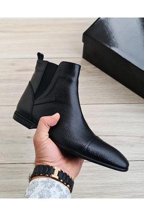بوت / نیم بوت مشکی مردانه چرم خالص Özel Yapım - کد 878818436