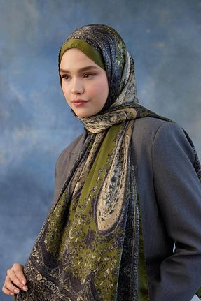 شال خاکی زنانه پنبه پلی استر İpekhan - کد 878837651