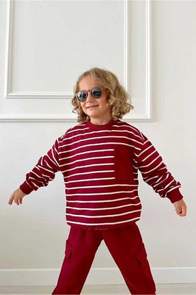 ست بالاتنه و پائین تنه زرشکی بچه گانه بافت Des Gamins - کد 878956595