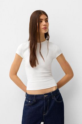 تیشرت قرمز زنانه رگولار Bershka - کد 883462177