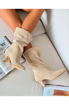 بوت / نیم بوت بژ زنانه چرم خالص Zuum - کد 878963393