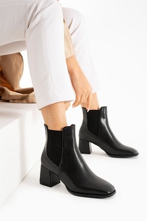 بوت / نیم بوت مشکی زنانه چرم مصنوعی Güllü Shoes - کد 877381530