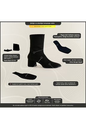 بوت / نیم بوت مشکی زنانه چرم مصنوعی Güllü Shoes - کد 874880206