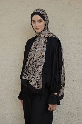 شال مشکی زنانه ویسکون Qef - کد 869641701
