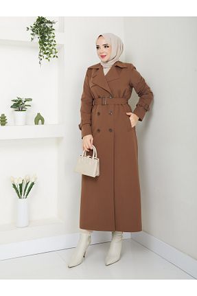 ترنچکت حجاب قهوه ای زنانه پنبه پلی استر Moda İncir - کد 879006360