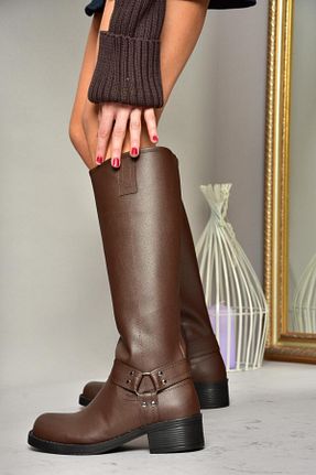 چکمه قهوه ای زنانه چرم مصنوعی Fox Shoes - کد 866589993