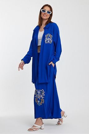 ست بالاتنه و پائین تنه حجاب آبی زنانه رگولار Denismoda - کد 799173478