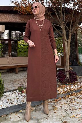 لباس حجاب قهوه ای زنانه رگولار Rabia Şamlı - کد 879012999