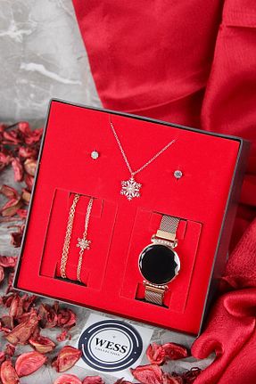 ست ساعت مچی مشکی زنانه فلزی wesscollection - کد 230750121